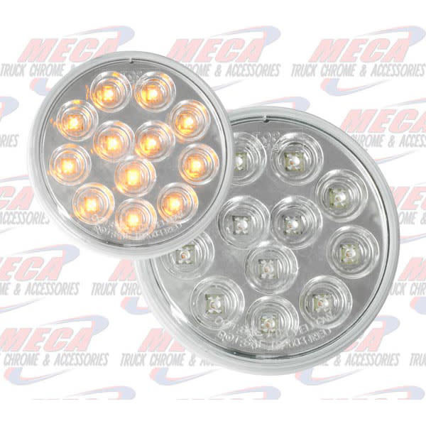 TURN TAIL 4'' CLEAR AMBER 12 LED MIRROR BACK