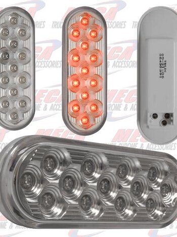 OVAL LIGHT 13 LED RED CLEAR MIRROR BACK