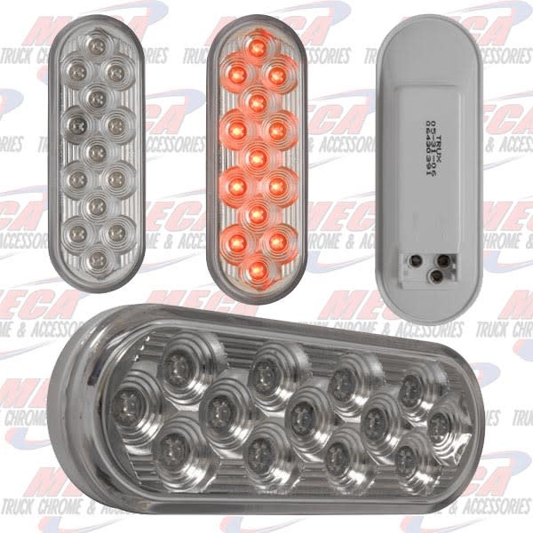 OVAL LIGHT 13 LED RED CLEAR MIRROR BACK