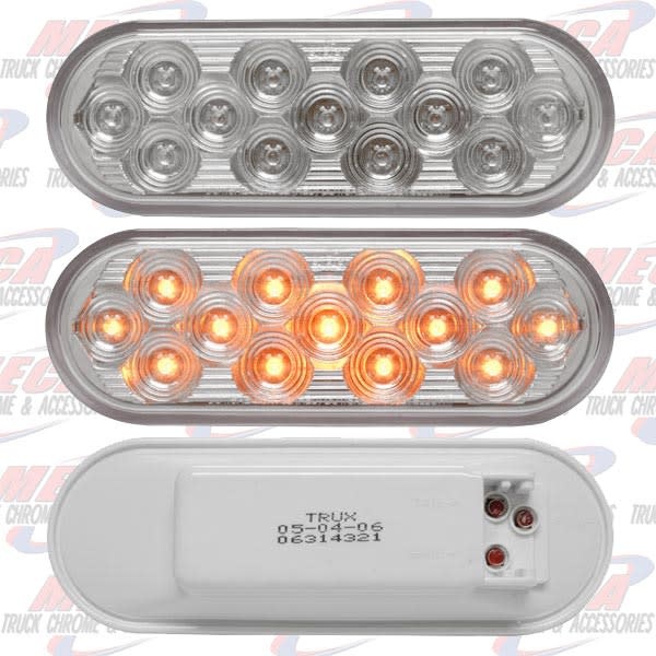 OVAL LIGHT 13 LED AMBER CLEAR MIRROR BACK