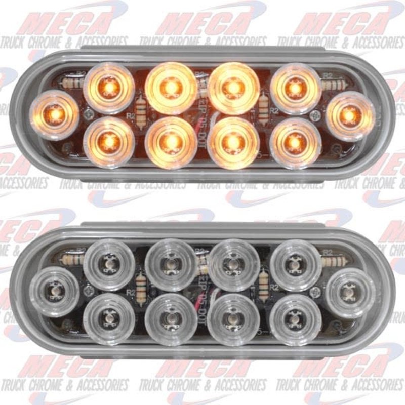 OVAL LIGHT 10 LED MEGA AMBER CLEAR