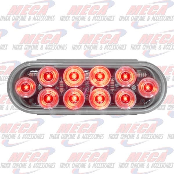 OVAL LIGHT 10 LED MEGA RED CLEAR