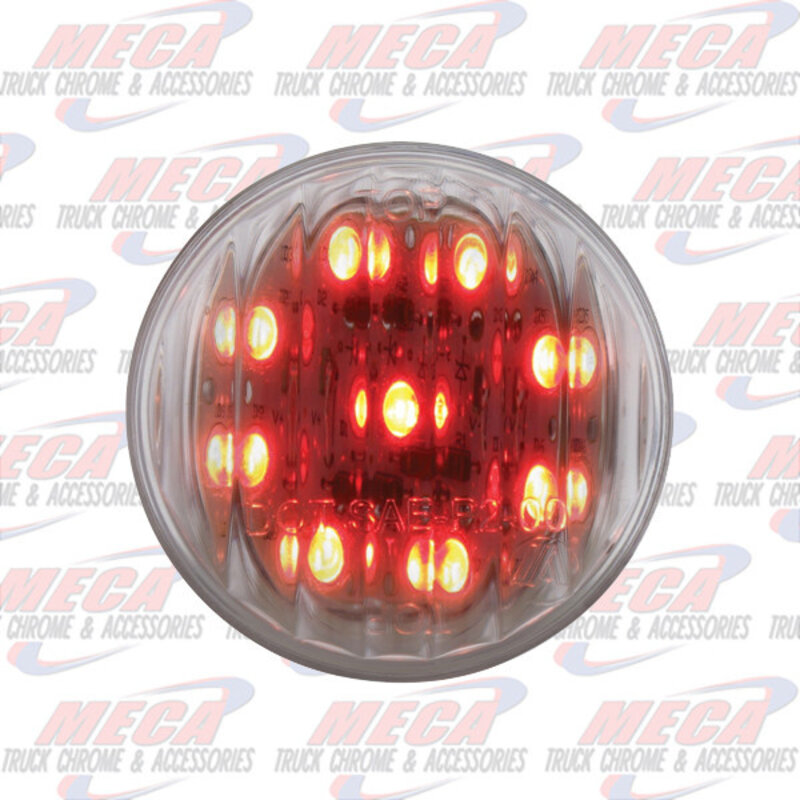 2'' LED RED CLEAR 9 DIODES MARKER LIGHT RIBBED