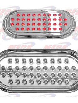 OVAL CHROME LED RED W/ FLANGE