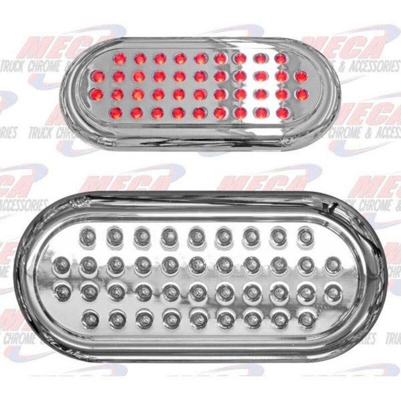 OVAL CHROME LED RED W/ FLANGE