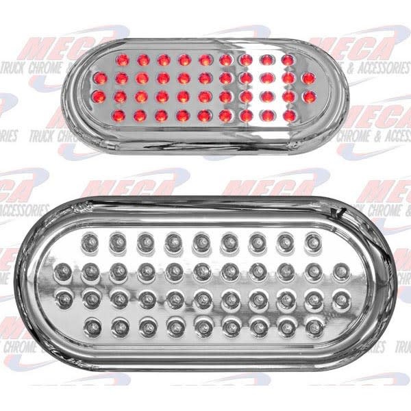 OVAL CHROME LED RED W/ FLANGE