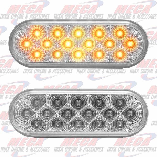 LED AMBER CLEAR OVAL W/ REFLECTORS 16 LED
