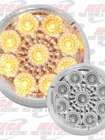 LED 2" 9 DIODES AMBER CLEAR REFLECTOR LENS LIGHT