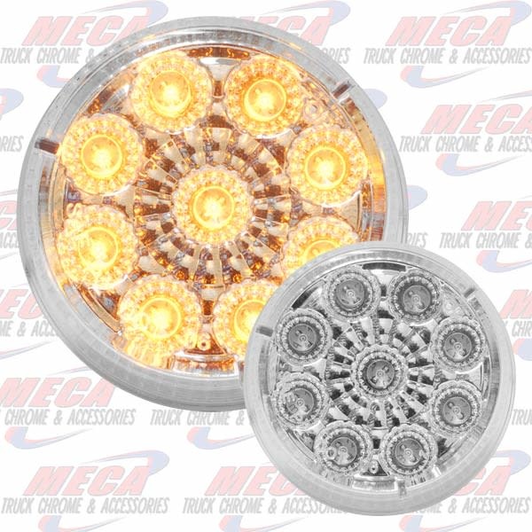 LED 2" 9 DIODES AMBER CLEAR REFLECTOR LENS LIGHT