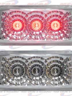 LED SMALL DUALLY STYLE RED W/ CLEAR REFLECTORS