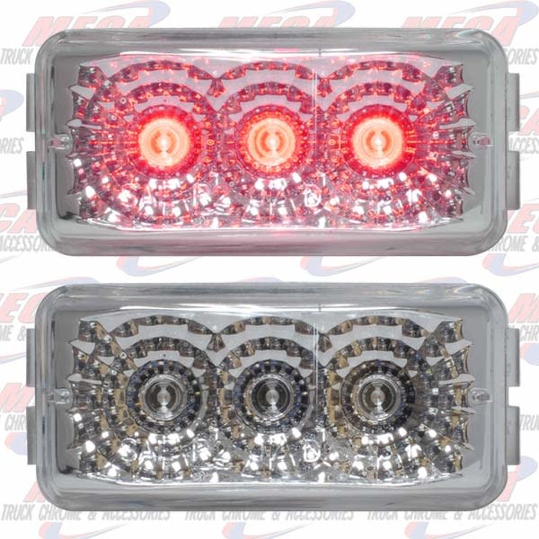 LED SMALL DUALLY STYLE RED W/ CLEAR REFLECTORS