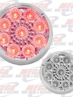 LED 2'' 9 DIODES RED CLEAR REFLECTOR LENS LIGHT