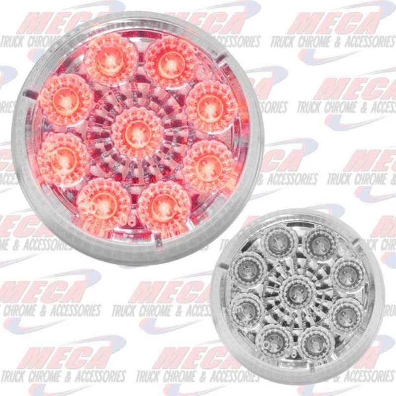 LED 2'' 9 DIODES RED CLEAR REFLECTOR LENS LIGHT