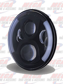 HEADLIGHT LED 7" ROUND BLACK W/ PROJECTORS