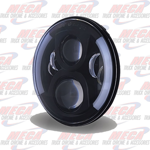 HEADLIGHT LED 7" ROUND BLACK W/ PROJECTORS