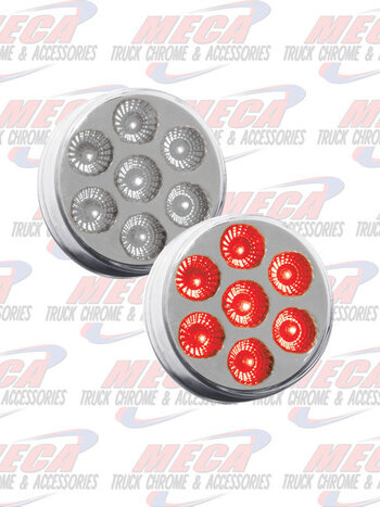 LED 2'' DUAL REVOLUTION STYEL W/ 7 DIODES CLEAR RED