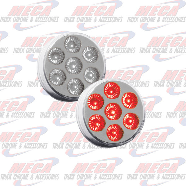 LED 2'' DUAL REVOLUTION STYEL W/ 7 DIODES CLEAR RED