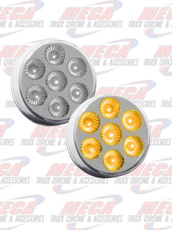 LED 2" DUAL REVOLUTION STYLE W/ 7 DIODES CLEAR AMBER