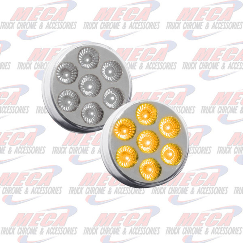 LED 2" DUAL REVOLUTION STYLE W/ 7 DIODES CLEAR AMBER