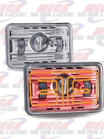 LED HEADLIGHT 6X4 RECT HIGH BEAM HEATED LENS DOT