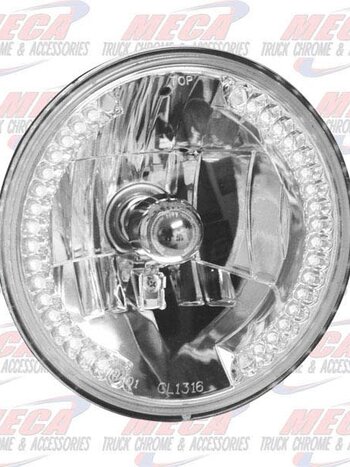 HEADLAMP LARGE CLEAR ROUND W/ WHITE LED'S  INSIDE