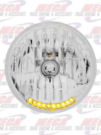 HEADLAMP LARGE CLEAR RND W/ AMB LED'S AT BOTTOM