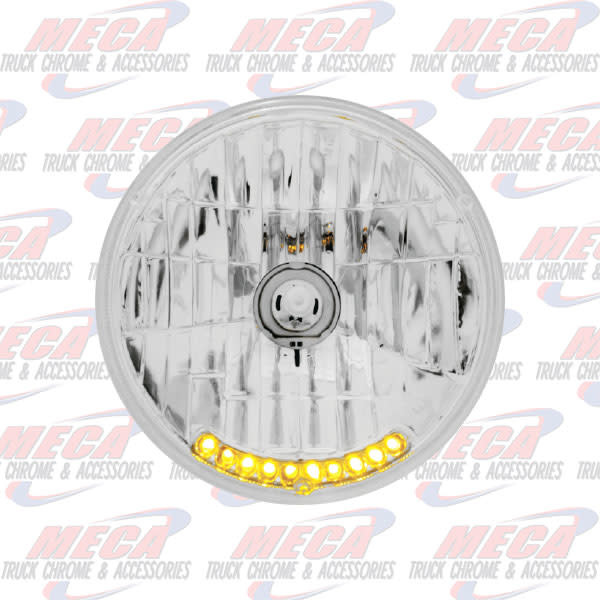 HEADLAMP LARGE CLEAR RND W/ AMB LED'S AT BOTTOM