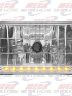 HEADLAMP HIGH BEAM SMALL RECT W/ 9 AMBER LED ROW