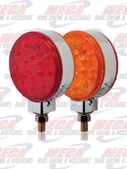 LightningS Chrome Round Red / Amber Pedestal Light