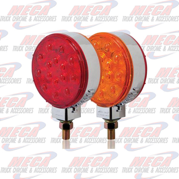 LightningS Chrome Round Red / Amber Pedestal Light