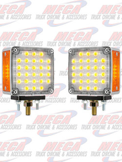 SQ. SMART DYNAMIC DOUBLE FACE AMBER/RED/CLEAR LED, TWIN PACK