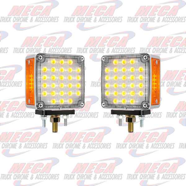 SQ. SMART DYNAMIC DOUBLE FACE AMBER/RED/CLEAR LED, TWIN PACK