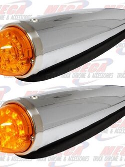 ROOF LIGHT BULLET 17 AMBER LED CHROME DIE CAST