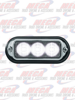 STROBE LIGHT 3 LED WHT HIGH POWER W/ CHROME BEZEL