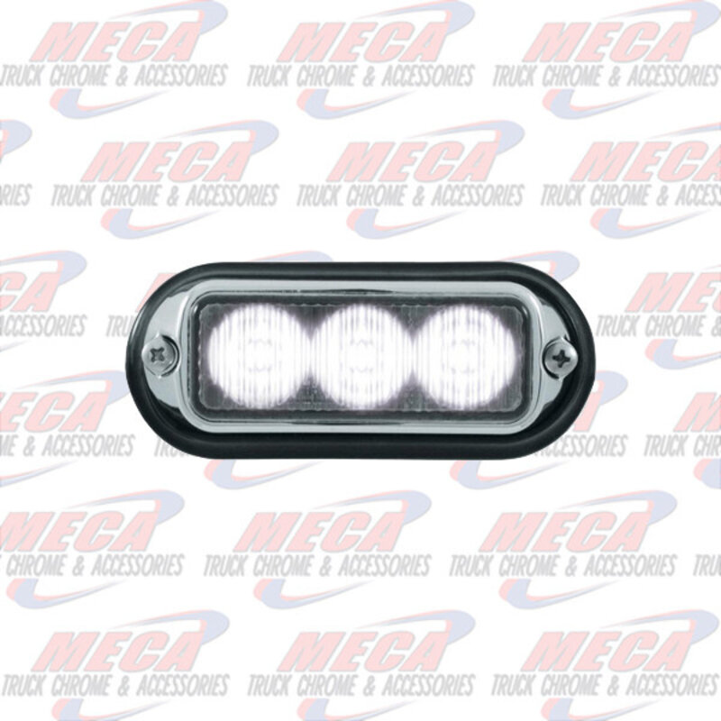 STROBE LIGHT 3 LED WHT HIGH POWER W/ CHROME BEZEL