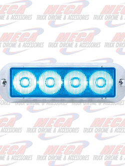 STROBE LIGHT 4 LED BLUE HIGH POWER W/ CHROME BEZEL