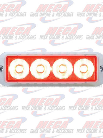 STROBE LIGHT 4 LED RED HIGH POWER W/ CHROME BEZEL