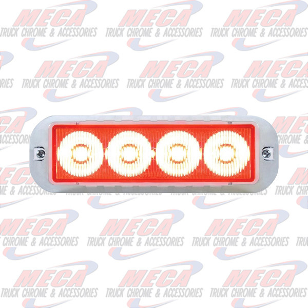 STROBE LIGHT 4 LED RED HIGH POWER W/ CHROME BEZEL