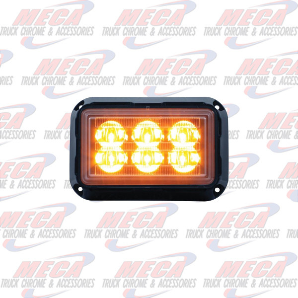 STROBE 6 LED AMBER HIGH POWER 5.5"Lx3-5/8"Wx1-5/8"