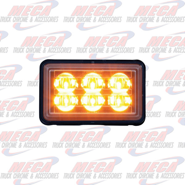 STROBE 6 LED AMBER HIGH POWER 5.5"Lx3-5/8"Wx1-5/8"