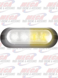 4 LED White / Amber  strobe Clear Lens Warning Surface Mount Black Bezel