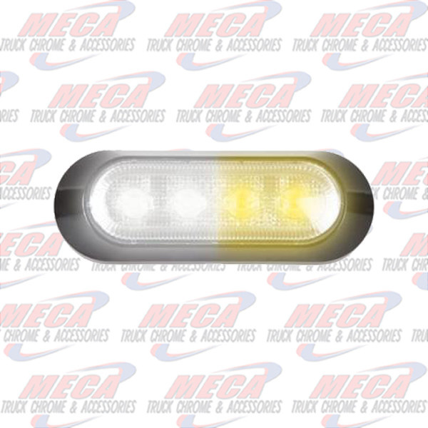 4 LED White / Amber  strobe Clear Lens Warning Surface Mount Black Bezel