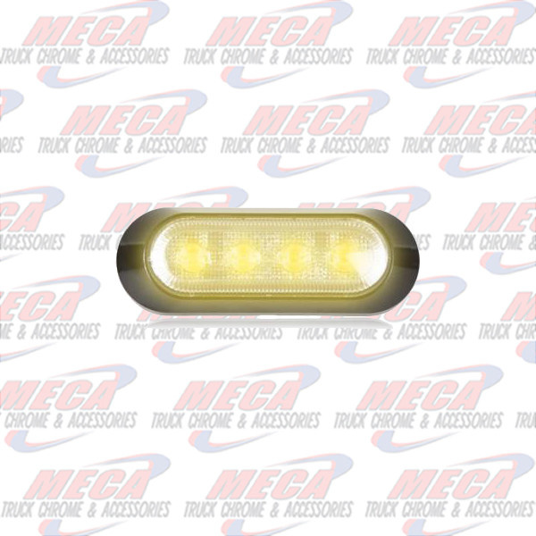 4 LED Amber Clear Lens Warning Surface Mount Black Bezel