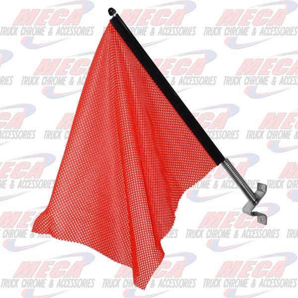 RED WARNING FLAG W/ SPRING LOADED BRACKET - Meca Truck Chrome