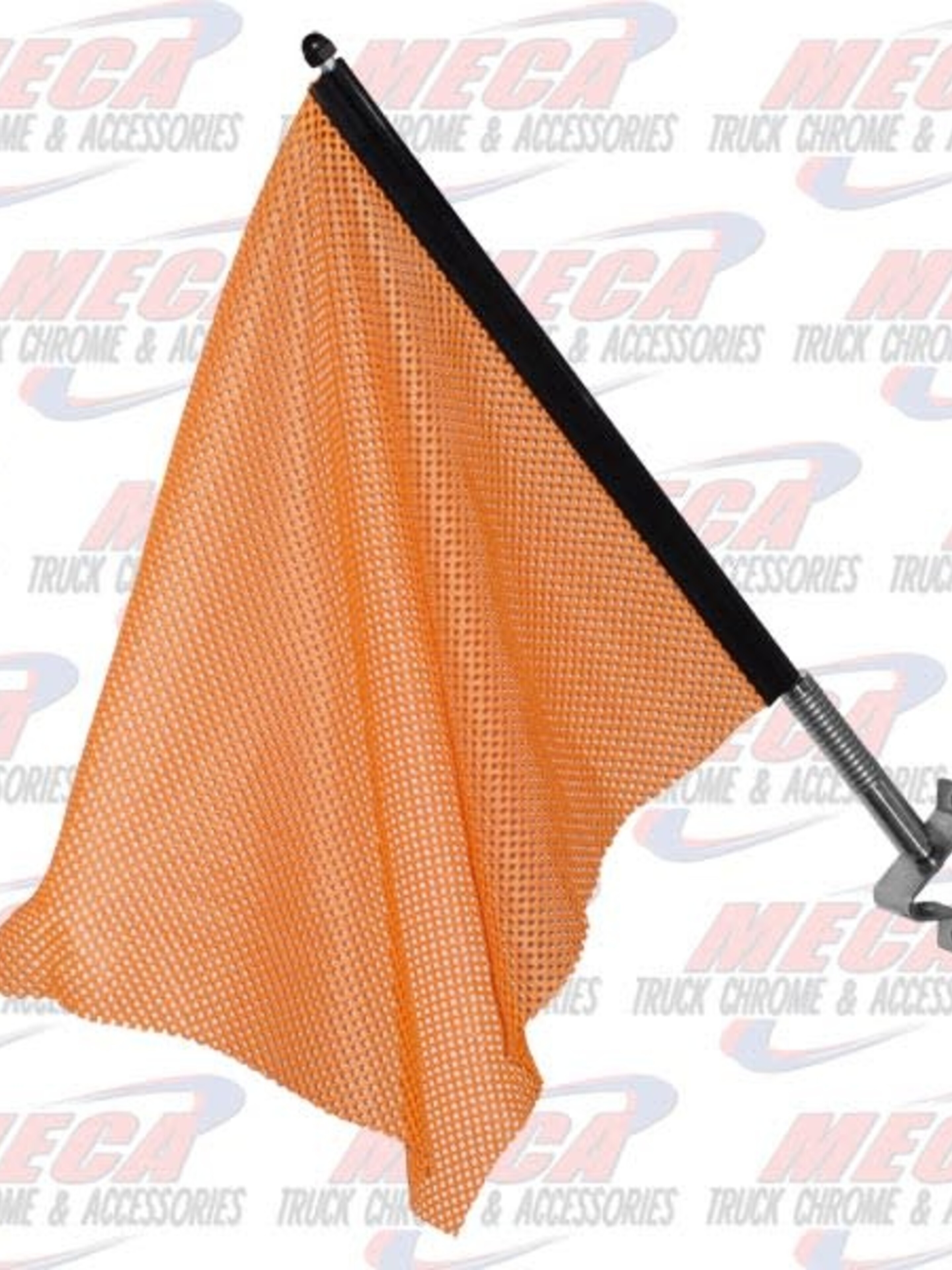 ORANGE WARNING FLAG W/ SPRING LOADED BRACKET - Meca Truck Chrome