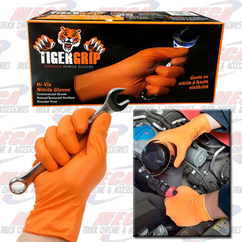 WORK GLOVE NITRILE TIGER GRIP ORG X-LARGE BOX/ 100