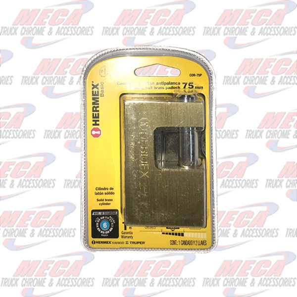 SLIDING BOLT PADLOCK 75MM HERMEX BRASS LOCK