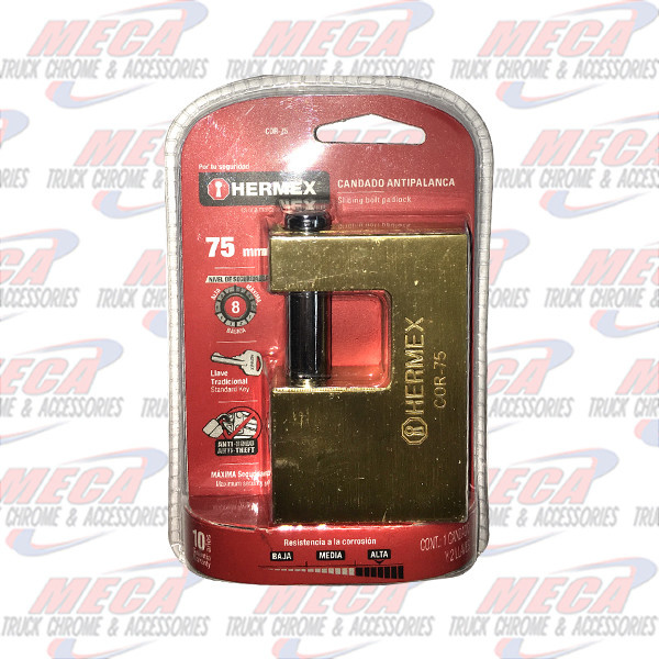 SLIDING BOLT PADLOCK 75MM HERMEX TRUPER BRASS LOCK