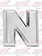 CHROME LETTER N 1" TALL