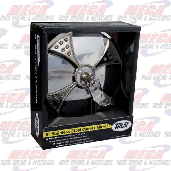 MIRROR 8" ROUND S/S CENTER MOUNT CONVEX W/ AMB LED